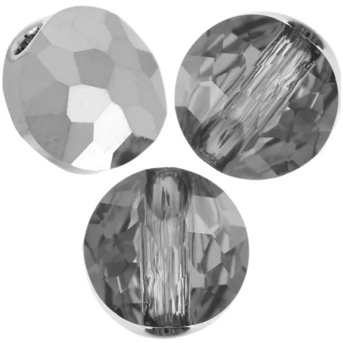 6mm Round beads - Thin Round PureCrystal 5034 - Crystal Silver Night x6