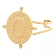 304L stainless steel Adjustable ring with 4 rings for 6x4mm cabochon - Gold x1