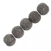 Round Diamond Beads 3 mm - 925 Sterling Silver rhodium-plated Grey x20