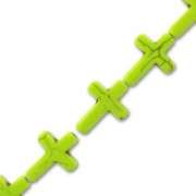 Bead Colored synthetic Howlite cross 30 mm neon Yellow x1|raw }}