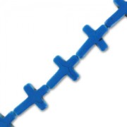 Bead Colored synthetic Howlite cross 30 mm Blue x1|raw }}