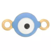 6mm 304L stainless steel round spacer with blue eye pattern epoxy resin - Gold x1