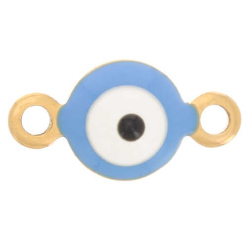 6mm 304L stainless steel round spacer with blue eye pattern epoxy resin - Gold x1