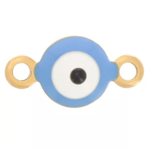 6mm 304L stainless steel round spacer with blue eye pattern epoxy resin - Gold x1
