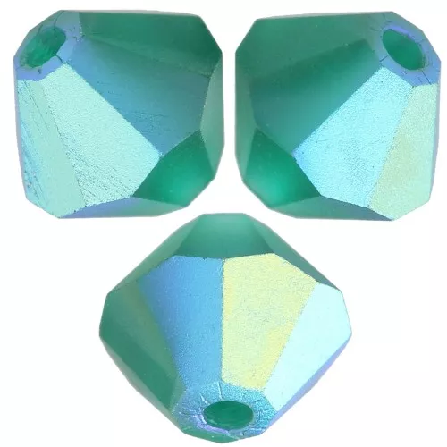 5mm Preciosa Bicone Beads - Rondelle Bead - Emerald AB Matt x12