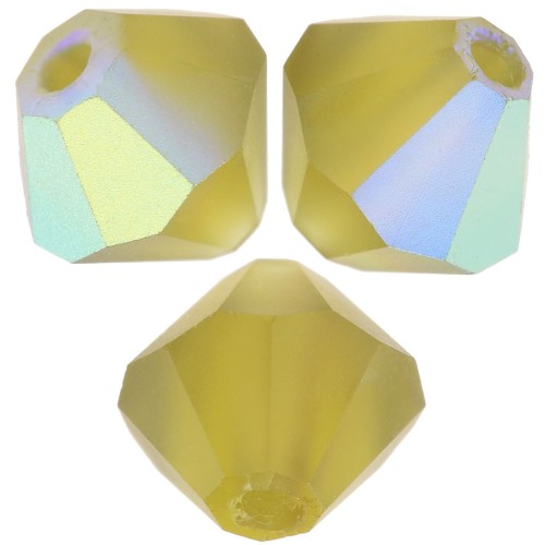 5mm Preciosa Bicone Beads - Rondelle Bead - Olivine AB Matt x12