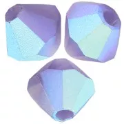 6mm Preciosa bicones - Rondelle Bead - Deep Tanzanite AB Matt x12