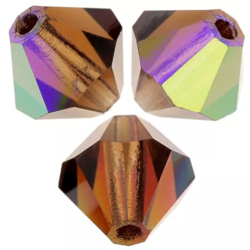 6mm Preciosa bicones - Rondelle Bead - Smoked Topaz AB x12