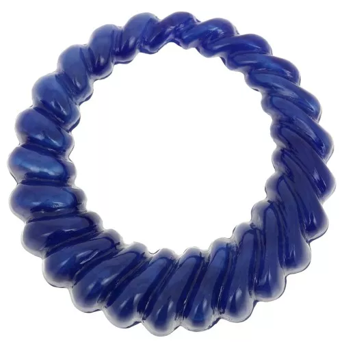 29mm Round hollow twisted pendant in opaque resin - Marbled navy blue x1