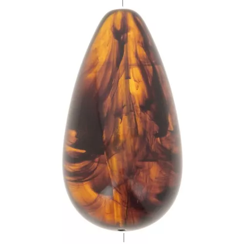 Pear bead in translucent resin 30x16 mm - Marbled amber x1