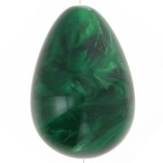 31x22mm Pear bead in opaque resin - Dark green marbled x1|raw }}