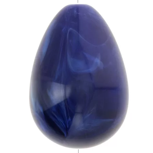 31x22mm Pear bead in opaque resin - Marbled navy blue x1