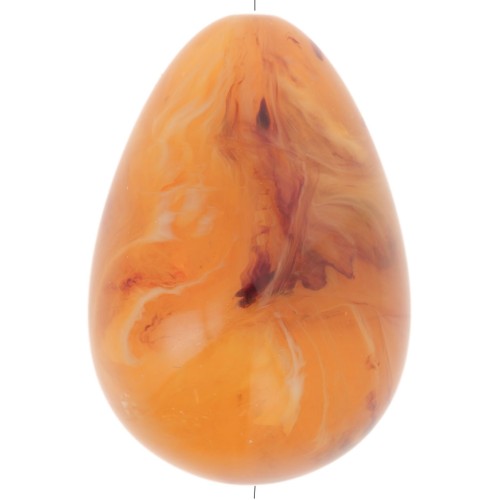 31x22mm Pear bead in translucent resin - Apricot marbled x1