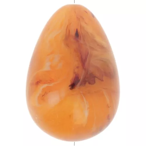 31x22mm Pear bead in translucent resin - Apricot marbled x1