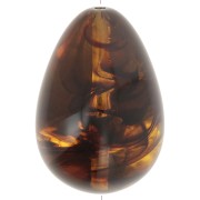 Pear bead in translucent resin 31x22 mm - Marbled amber x1|raw }}