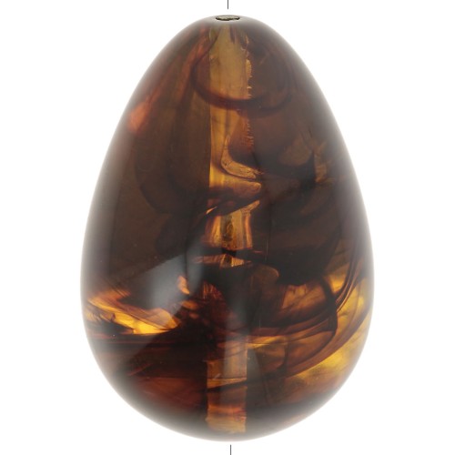 Pear bead in translucent resin 31x22 mm - Marbled amber x1
