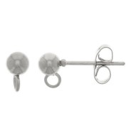 4mm 304 Stainless Steel ball earstuds with open ringe x2