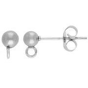 4 mm ball earstuds with open ring - 304 stainless steel x20