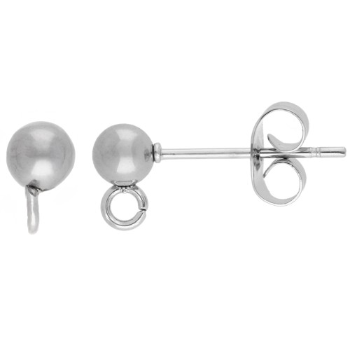 4 mm ball earstuds with open ring - 304 stainless steel x20