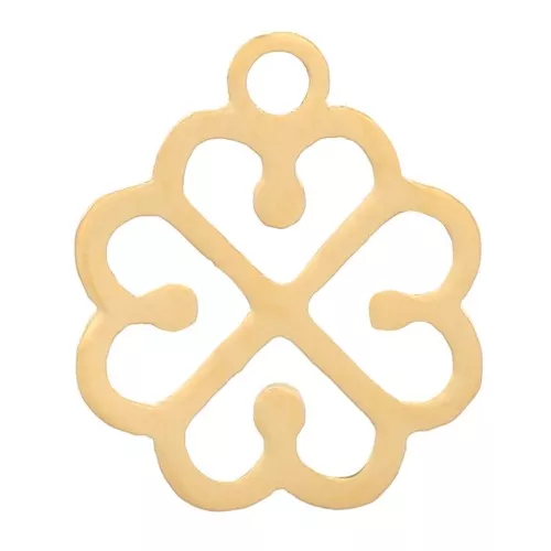 9x7mm Stainless steel 316L Clover charm - Gold x4