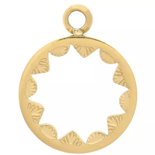Stainless steel 316L Pendant setting for 10mm cabochon - Gold x1