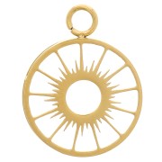 Settings - Sun Pattern - 10 mm Flat Cabochon - Gold-Plated 304 Stainless Steel x1