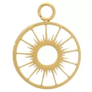 Settings - Sun Pattern - 10 mm Flat Cabochon - Gold-Plated 304 Stainless Steel x1