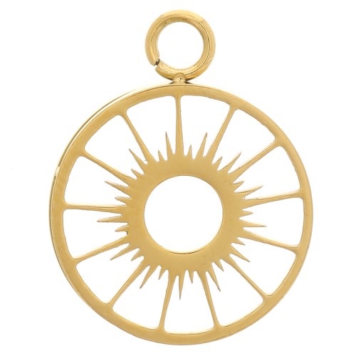 Settings - Sun Pattern - 10 mm Flat Cabochon - Gold-Plated 304 Stainless Steel x1