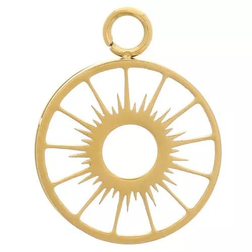 Settings - Sun Pattern - 10 mm Flat Cabochon - Gold-Plated 304 Stainless Steel x1