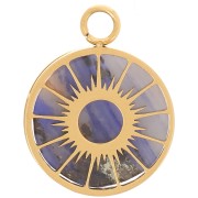 Settings - Sun Pattern - 10 mm Flat Cabochon - Gold-Plated 304 Stainless Steel x1