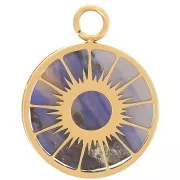 Settings - Sun Pattern - 10 mm Flat Cabochon - Gold-Plated 304 Stainless Steel x1