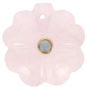 21mm gemstone clover pendant - Fine gold setting - Rose Quartz - Amazonite x1