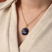 21mm gemstone clover pendant - Fine gold setting - Sodalite - Green Onyx x1