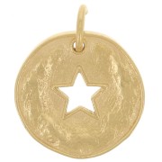 14mm Irregular round charm - hollow star pattern - 3-micron gold-plated x1|raw }}