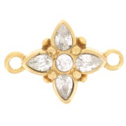 10x14mm Flower Spacer with Zirconium Oxides - Fine Gold plated - Crystal x1|raw }}
