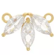 11x14.5mm Petal spacer - Zirconium Oxides - Fine Gold Plated - Crystal x1