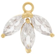 14mm Zirconium Oxides Petals Charm - Fine Gold plated - Crystal x1