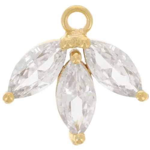 14mm Zirconium Oxides Petals Charm - Fine Gold plated - Crystal x1