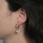 14mm Zirconium Oxides Petals Charm - Fine Gold plated - Crystal x1