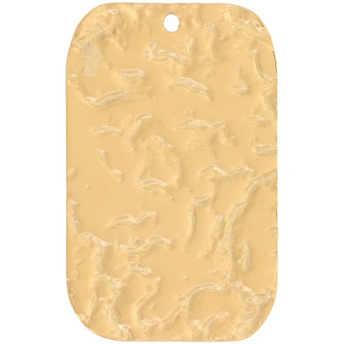 27x17mm Stainless Steel 316L Hammered Rectangle Pendant - Gold Tone x2