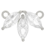 11x14.5mm 925 Sterling Silver Zirconium Oxide Petal spacer - Crystal x1|raw }}