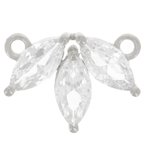 11x14.5mm 925 Sterling Silver Zirconium Oxide Petal spacer - Crystal x1