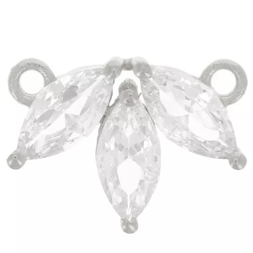 11x14.5mm 925 Sterling Silver Zirconium Oxide Petal spacer - Crystal x1