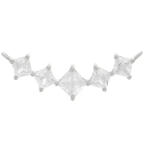 32x10mm 925 Sterling Silver Zirconium Oxide Diamond spacer - Crystal x1