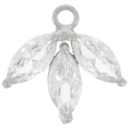 14mm 925 Sterling Silver Zirconium Oxide Petals Charm - Crystal x1