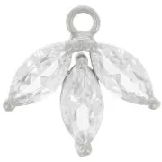 14mm 925 Sterling Silver Zirconium Oxide Petals Charm - Crystal x1