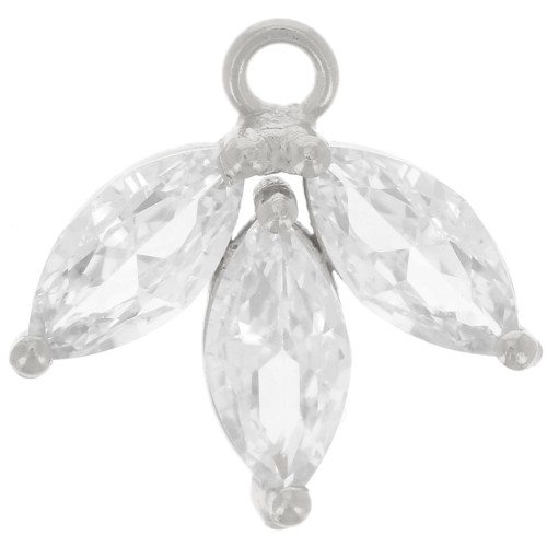 14mm 925 Sterling Silver Zirconium Oxide Petals Charm - Crystal x1