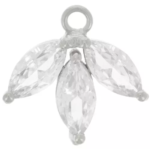 14mm 925 Sterling Silver Zirconium Oxide Petals Charm - Crystal x1