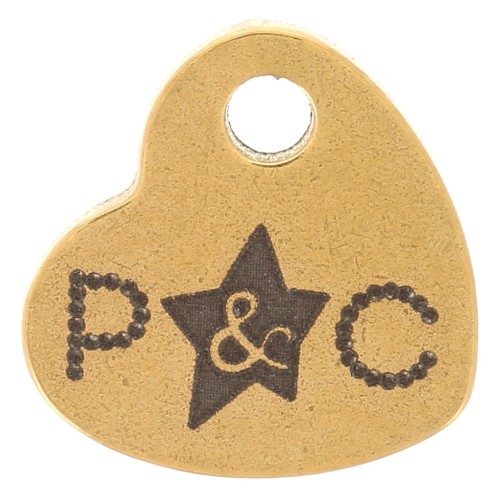 7x8mm Personalized heart charms - Single logo - 304 Gold stainless steel x100