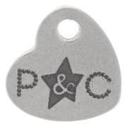 7x8mm Personalized heart charms - Simple logo - Stainless steel 304 x100
